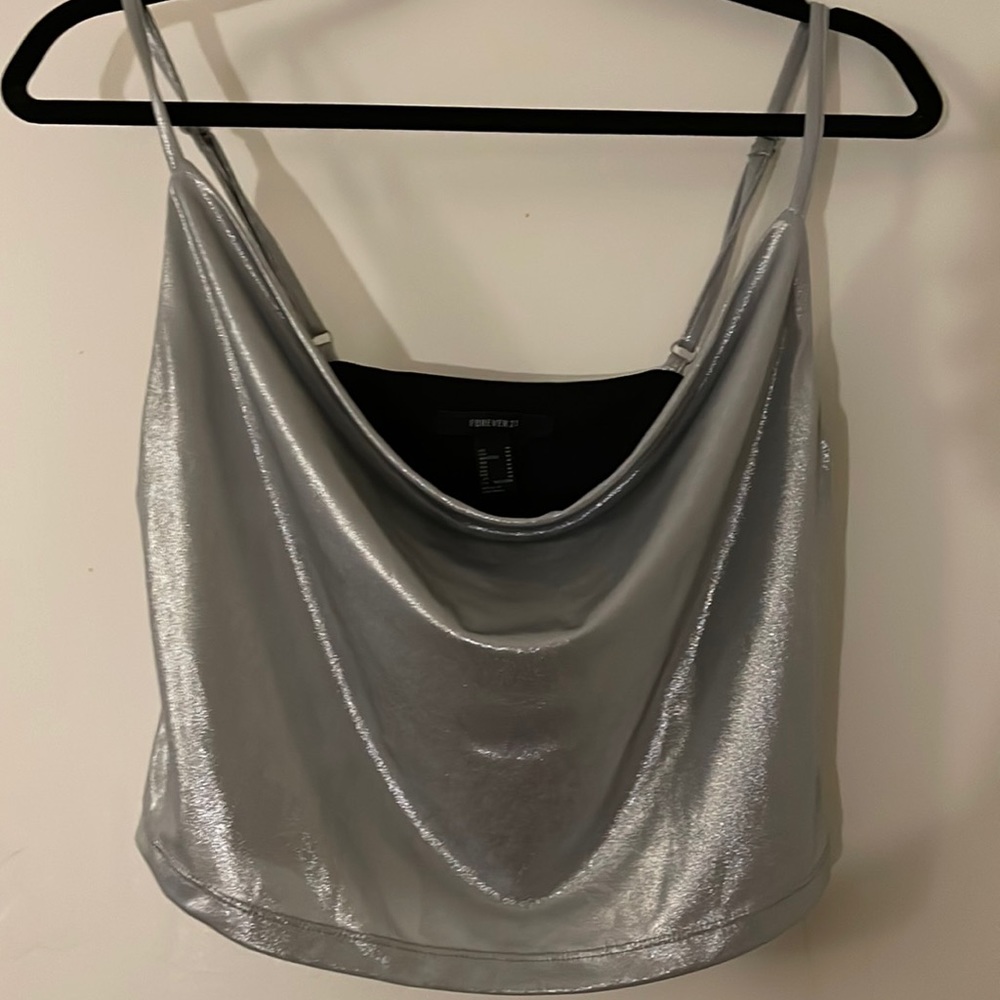 Silver Cowl Tank Top